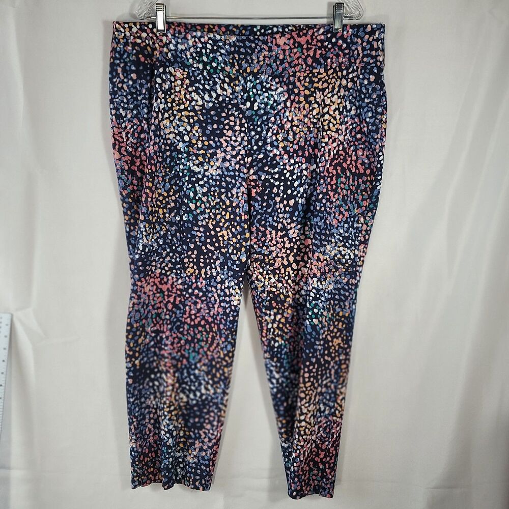 Zac & Rachel Woman Plus 20W Multicolor Dot Print Crop Pants Comfort Stretch